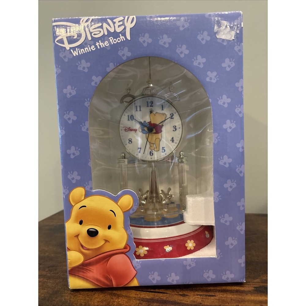 Vintage 1991 Disney Winnie The Pooh 30 Year Anniversary Clock Glass Dome New